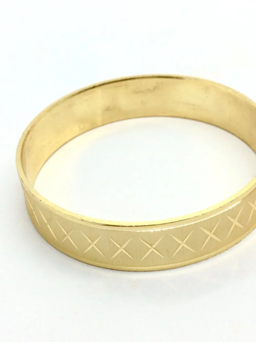 VINTAGE W GERMANY Bangle Gold Tone Matte Textured X Cross Wide Bracelet